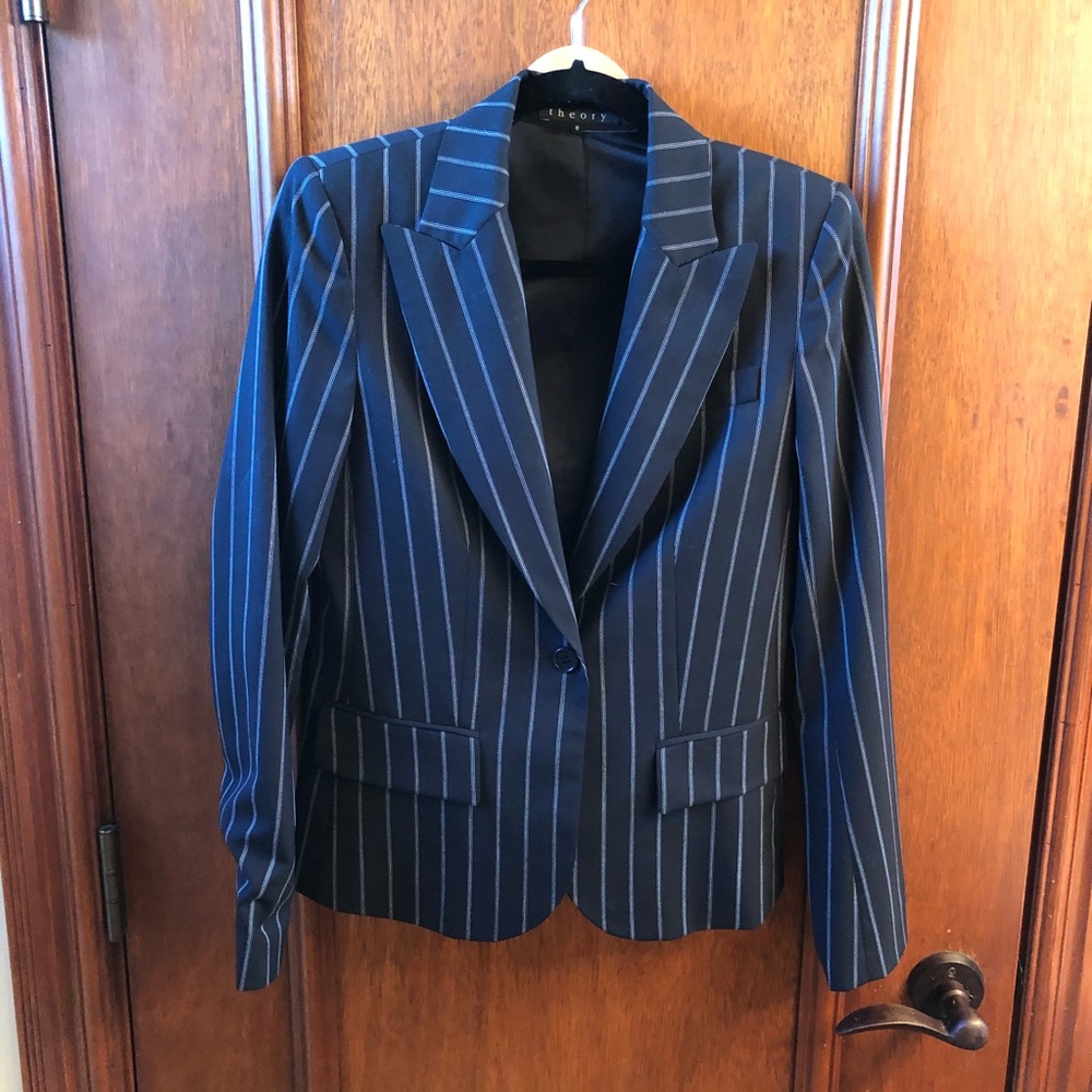 Theory black pinstripe blazer